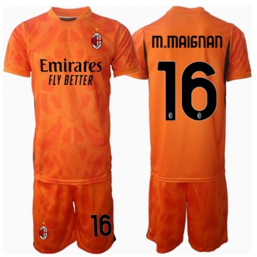 Fotbalové Dres AC Milan Mike Maignan #16 Brankářské Dětské Venkovní 2024-25 Krátký Rukáv (+ trenýrky)